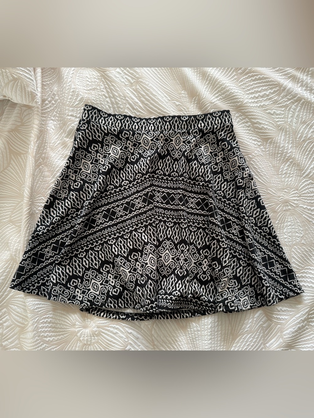 American Rag Black and White Patterned Skater Skirt